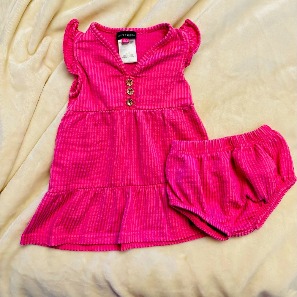 VINCE CAMUTO Baby Girl Dress & Diaper Cover Set (18M) - Pink